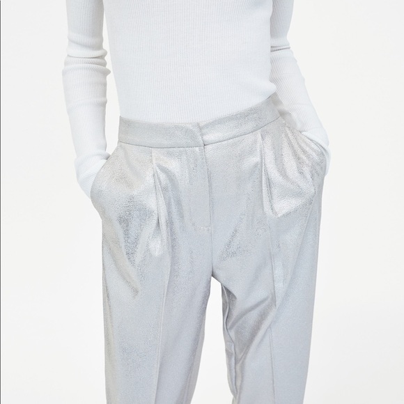 Zara metallic crop silver pants - Picture 4 of 4